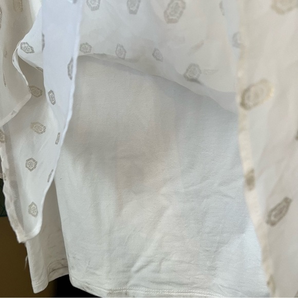 WHBM Sleeveless Blouse Metallic Silver Y2K Asymmetrical Tier Flowy Large Bridal - Picture 6 of 10